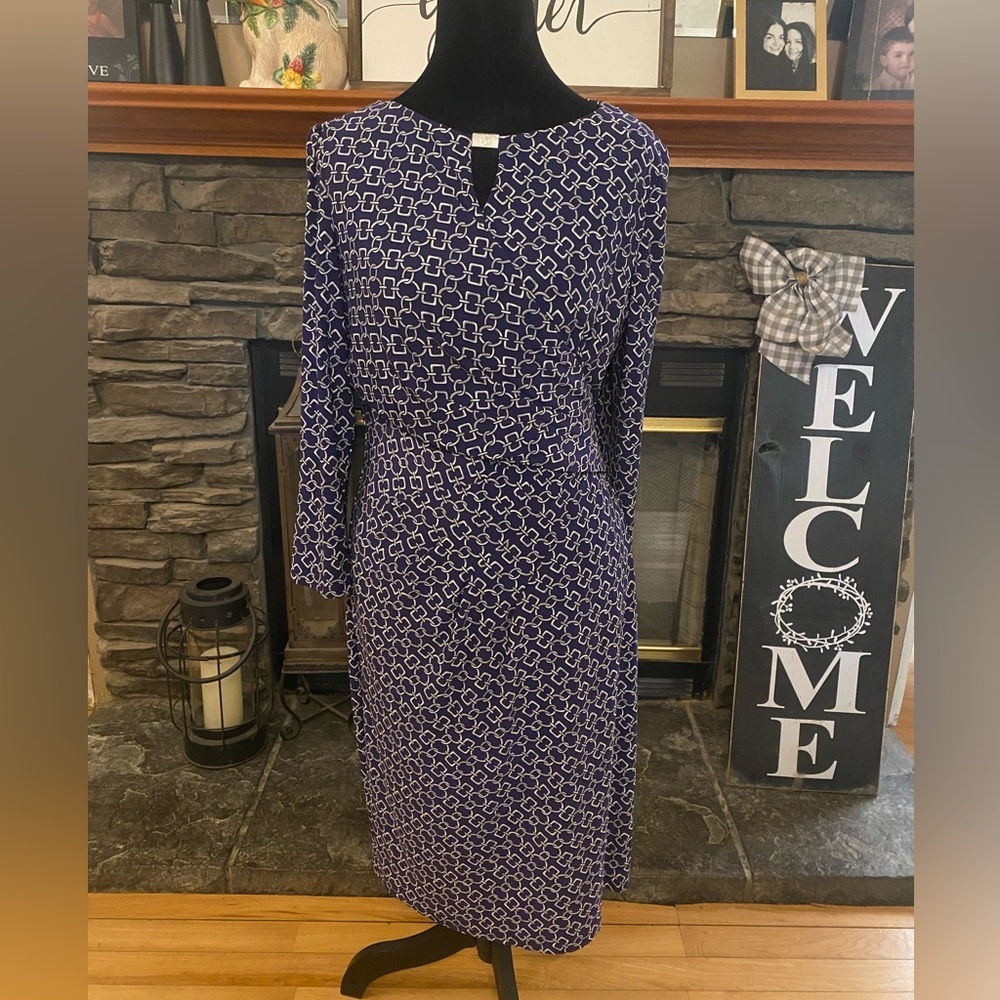 Lauren Ralph Lauren Purple Chain Printed Long Sleeve Sheath Dress